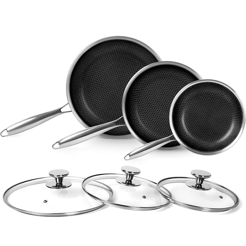 Crepe Pan Nonstick - กระทะสแตนเลสพร้อมฝาปิดรังผึ้งกระทะไม่ติดกระทะปลอดสารพิษไข่ไข่เจียวกระทะเครื่องครัว JT561