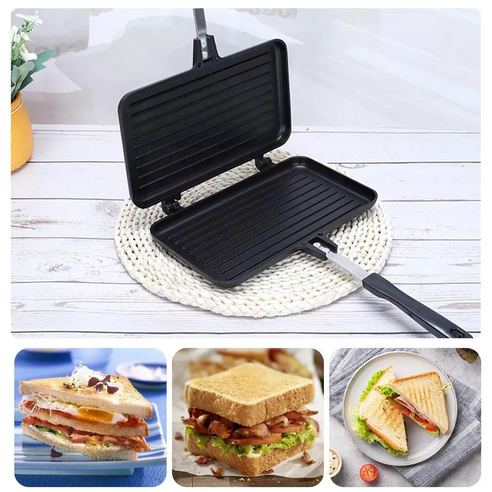 Crepe Pan Nonstick - กระทะสองด้าน Non-Stick เครื่องทําแซนวิชวาฟเฟิลแพนเค้กขนมขบเคี้ยว Griddle PAN ขนมปังบาร์บีคิวแผ่นครัวเครื่องมือทําอาหาร