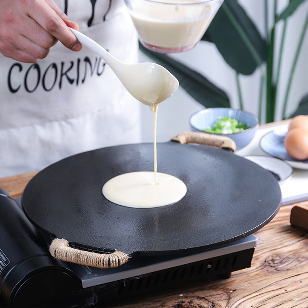 Crepe Pan Nonstick - กระทะเหล็กหล่อเคลือบสำหรับย่างบาร์บีคิว ขนาด 10.2/11/11.8/12.6/13.4 นิ้ว ถาดอบทรงกลม สำหรับงานปาร์ตี้ที่บ้าน
