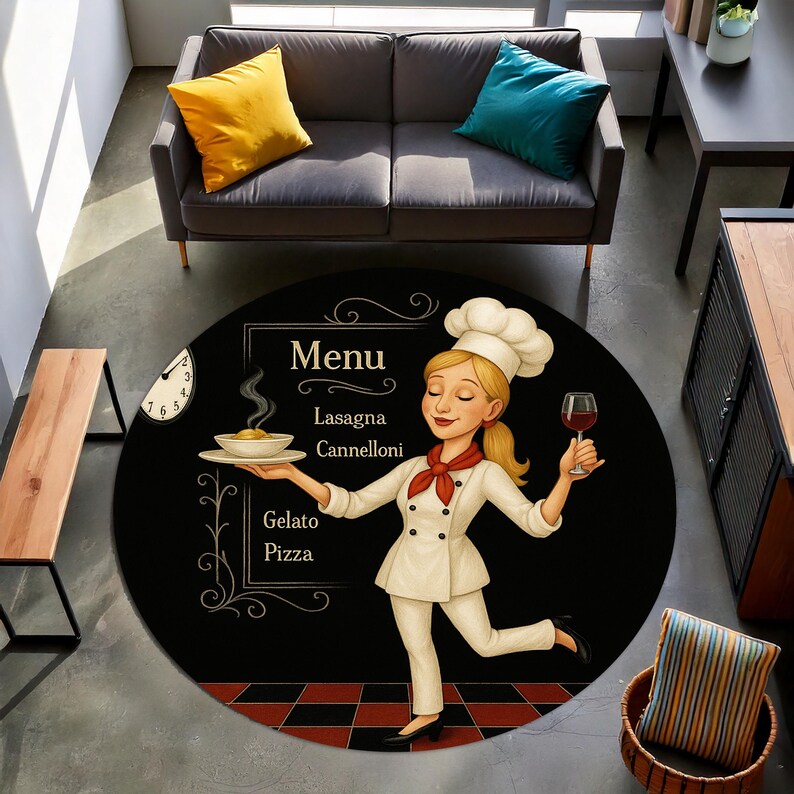 พรมครัวทรงกลมลายเชฟสีบลอนด์ ดี - Home Cooking Menu บทวิจารณ์และราคา